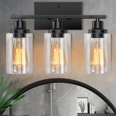 Bathroom Light Fixtures, 3-Light Bathroom Vanity Light, Matte Black Vanity Light