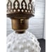 Vintage Milk Glass Hobnail Lamp with Frosted Chimney