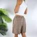 Vintage 90s Grunge Brown Plaid Indie Preppy Low Rise Academia Mini Skort / M