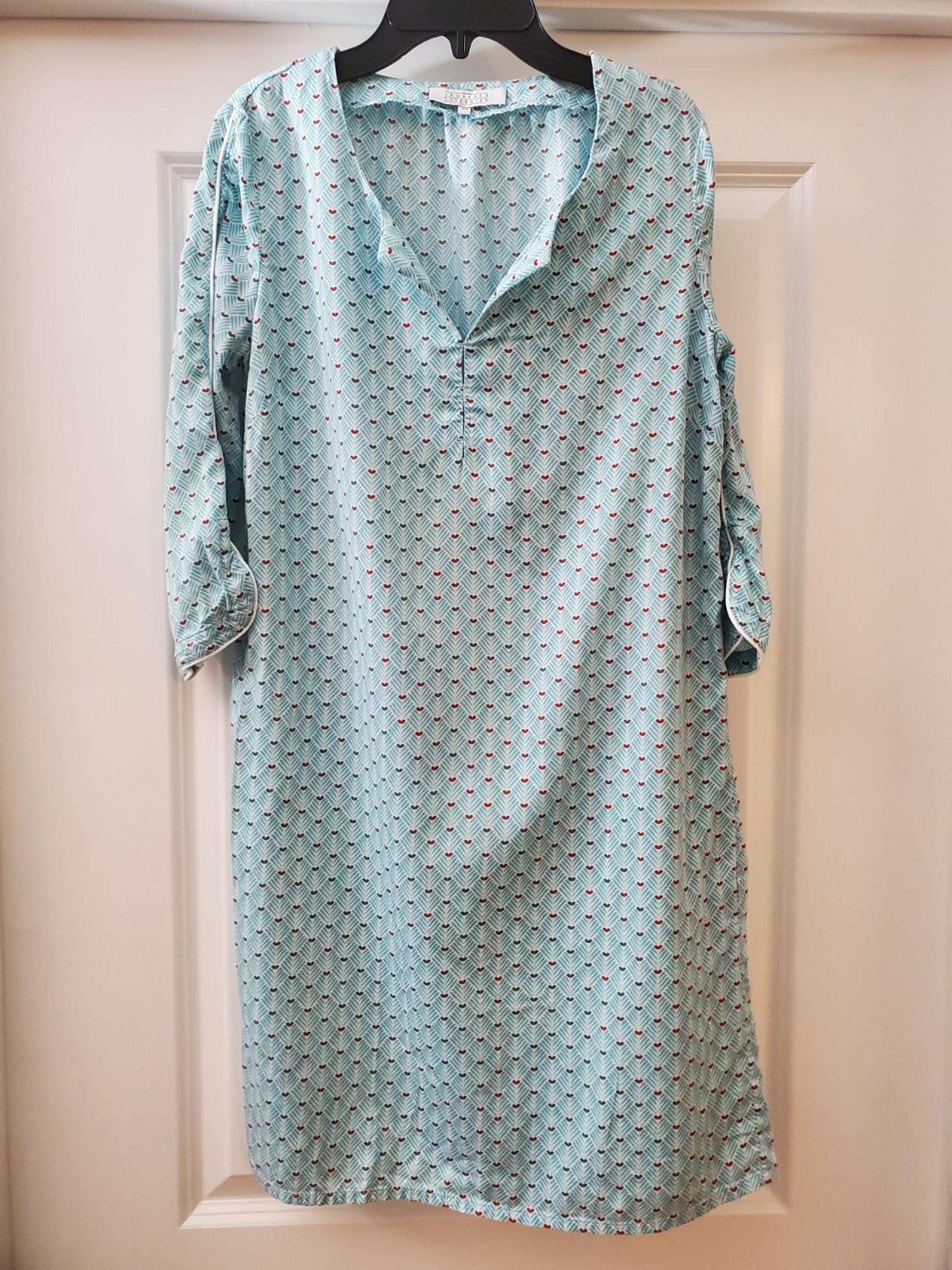 Yves Delorme Laurence Tavernier blue Tunic 100% Cotton Sz XS New witho