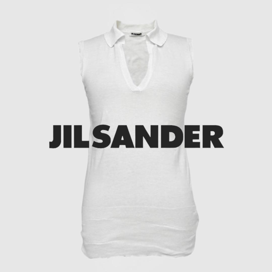 JIL SANDER sleeveless top in white.