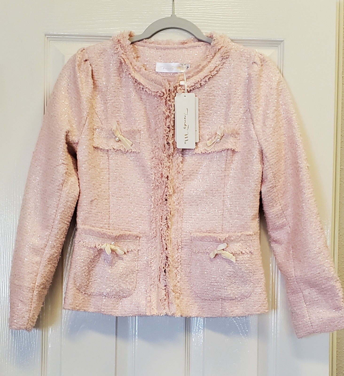 The Trendy Me Women's Pink Tweed Jacket Size S/M