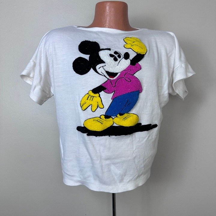 Vintage 1980s Mickey Mouse T-Shirt Sunday Comics Size Medium Chenille Embroidery