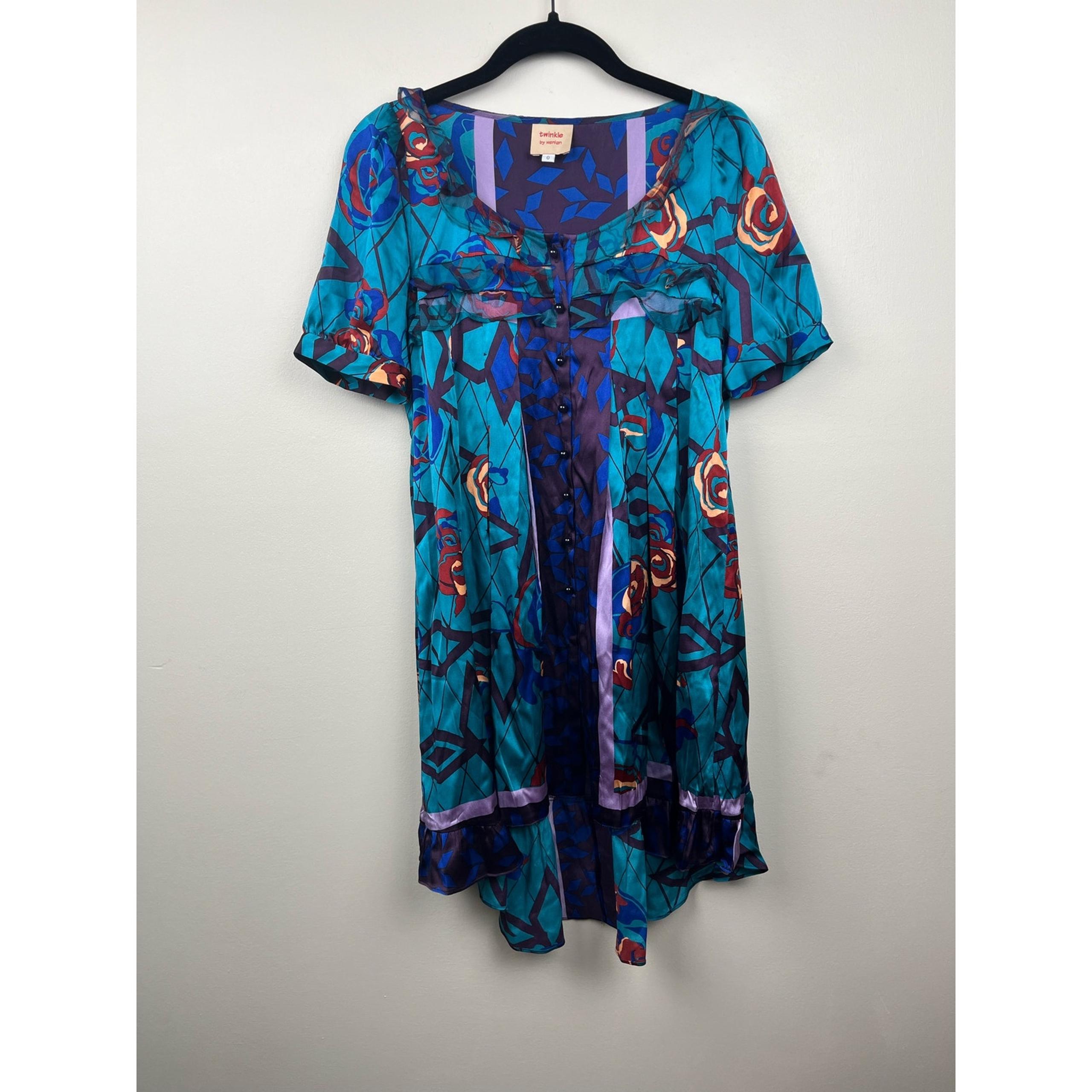 Twinkle by Wenlan Multicolored Silk Rose Tunic Dress - size 0