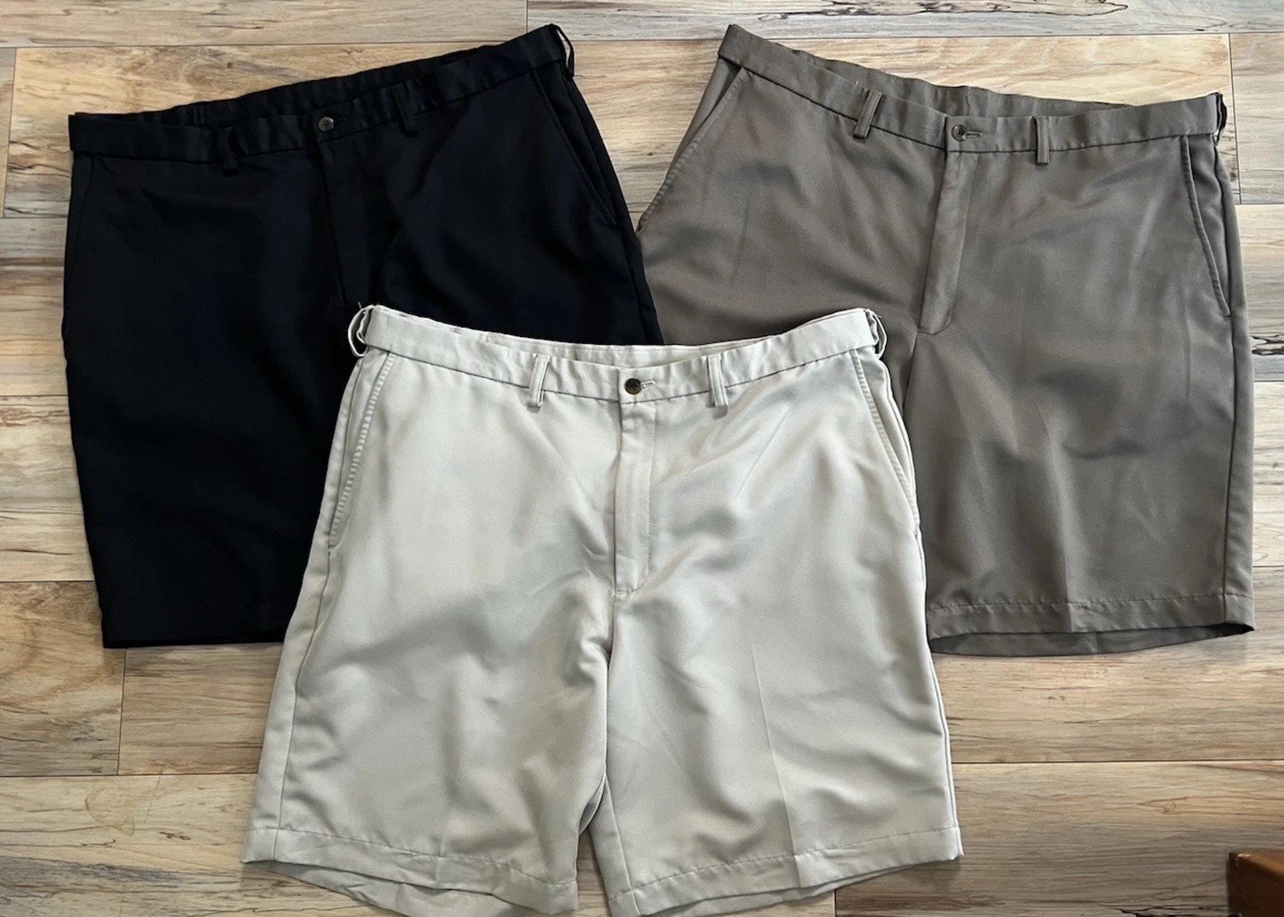 Set of 3 - Men’s Size 38 - Black-Khaki-Brown -Haggar Dress Shorts-Stretch Waist