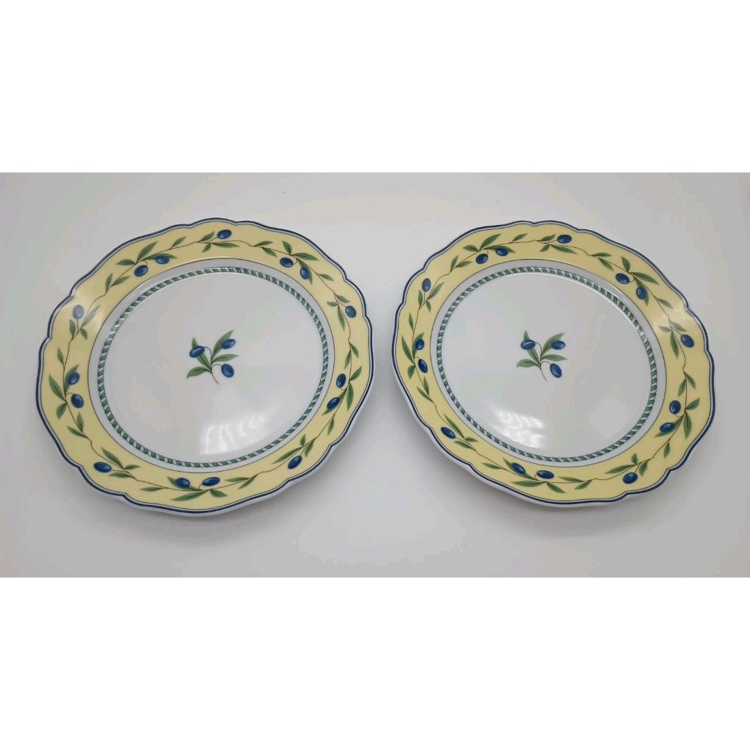 hutschenreuther Medley Valdemossa Lunch Plates Set Of 2 Blue Yellow Green Olives