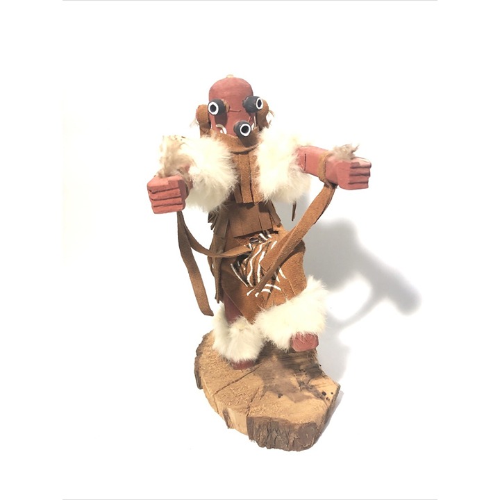 Hopi Zuni Native American Mudhead Kachina Doll-10.5”x5.5”-Artist Signed. Wood