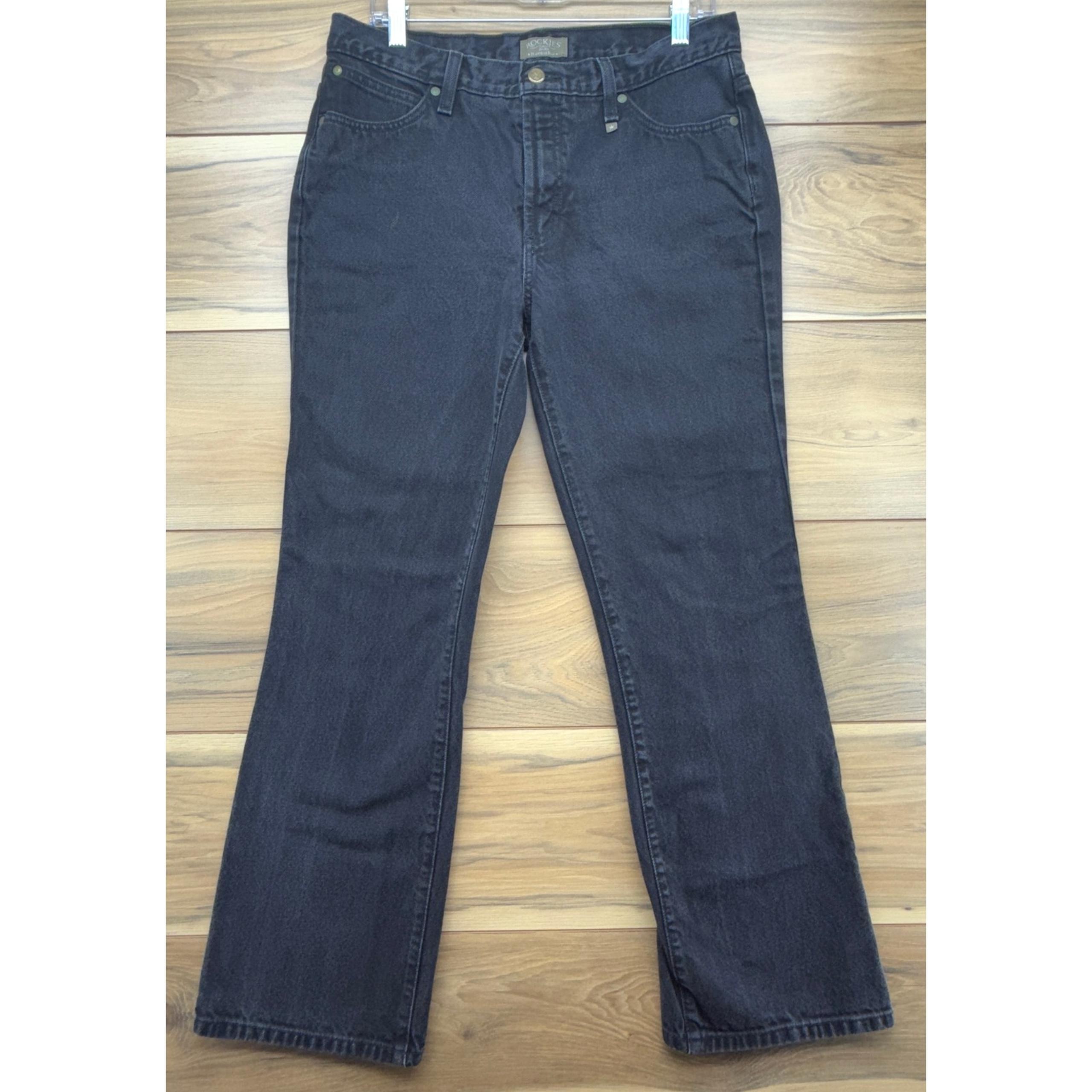 VTG Rockies Jeans Womens 12R Black Natural Rise Bootcut Western Cowgirl