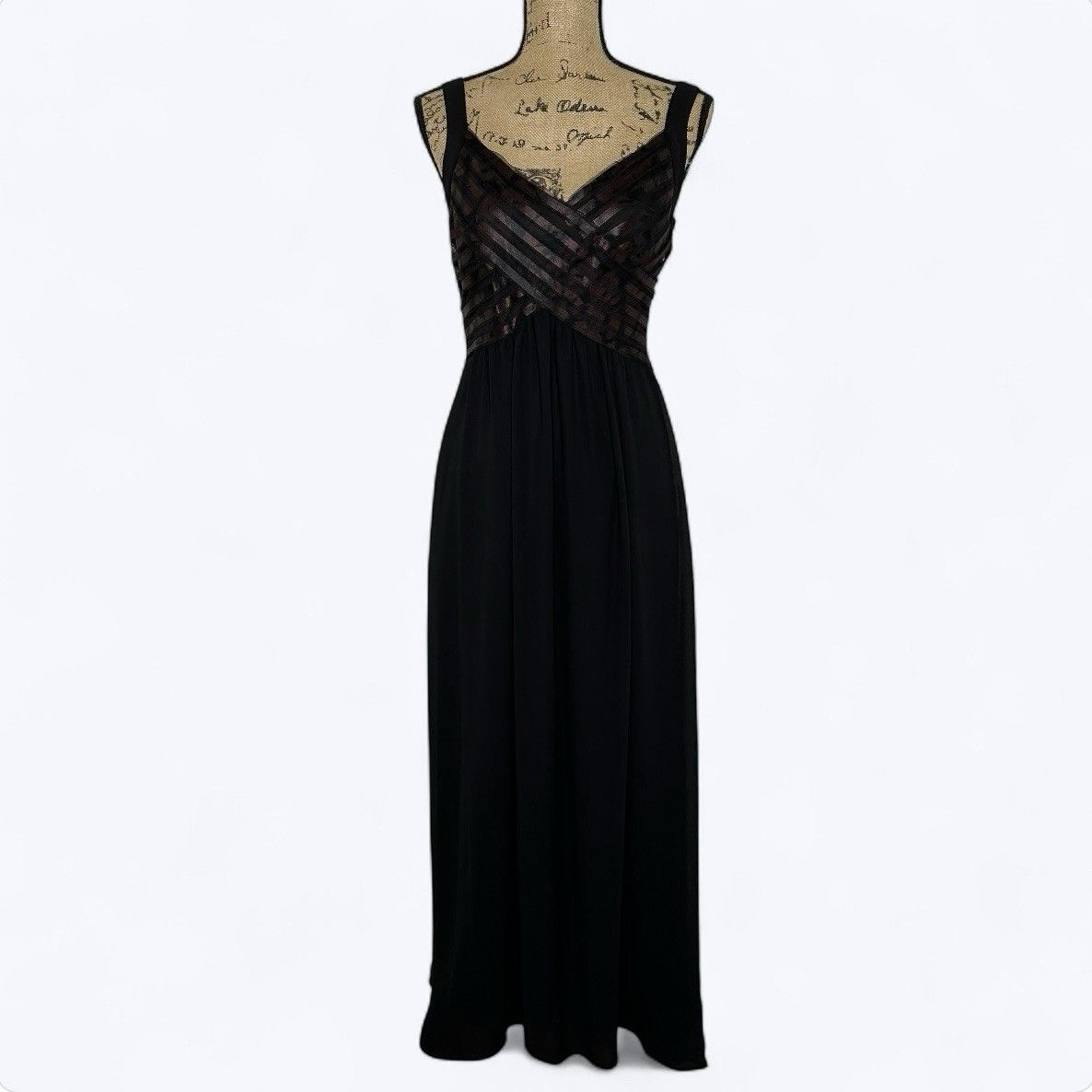 Whimsigoth Black Mesh Maxi Dress Sz 14 Dark Romantic Witchy Formal Robbie Bee