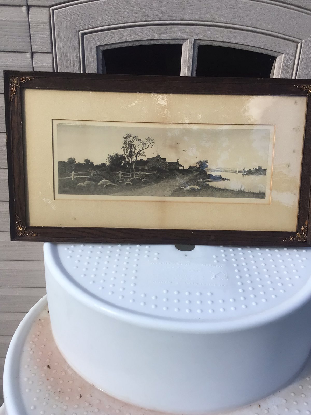 Vintage 1893 Framed and Artist signed Art Print 16.5x30.5in