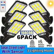 6 Packs 108COB Outdoor Solar Lamp Motion Detector Garden Light Solar Powered vfb
