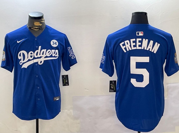Men's Freeman Blue Dodgers Jersey #5
