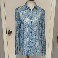 GANESH Button Up Shirt in Blue. Size L.