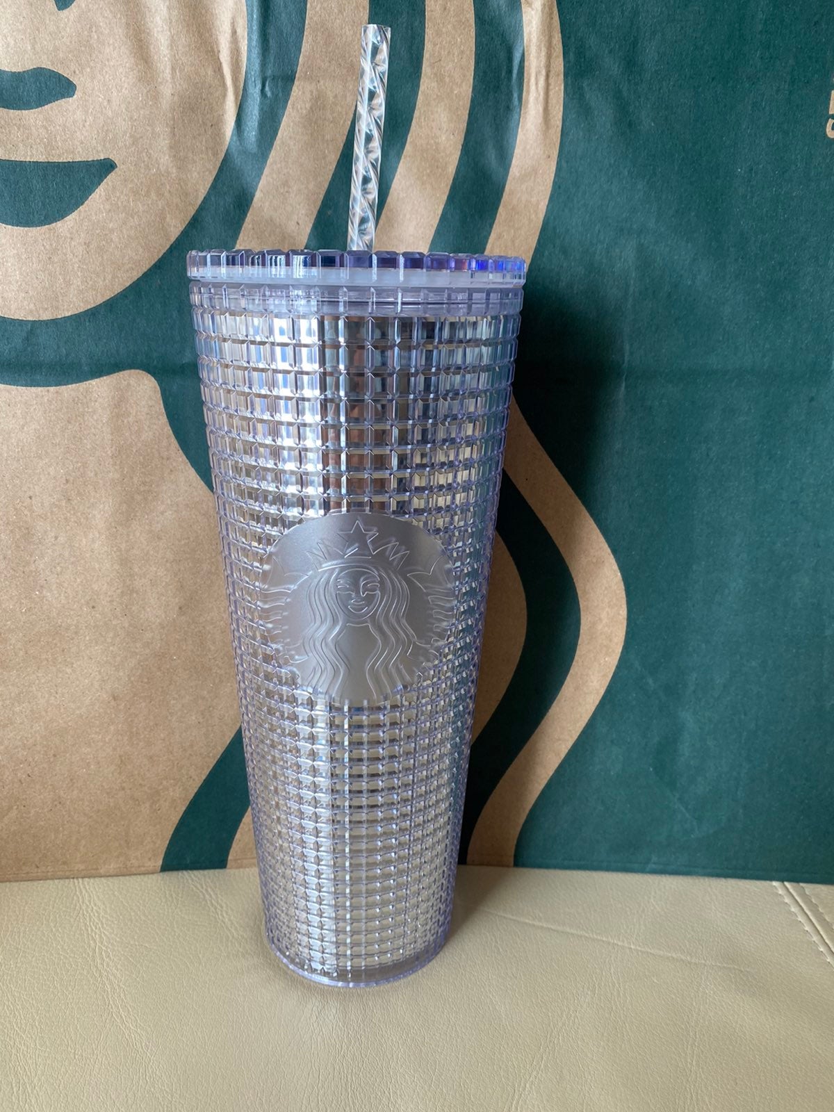 Starbucks Grid Silver Tumbler-Holiday