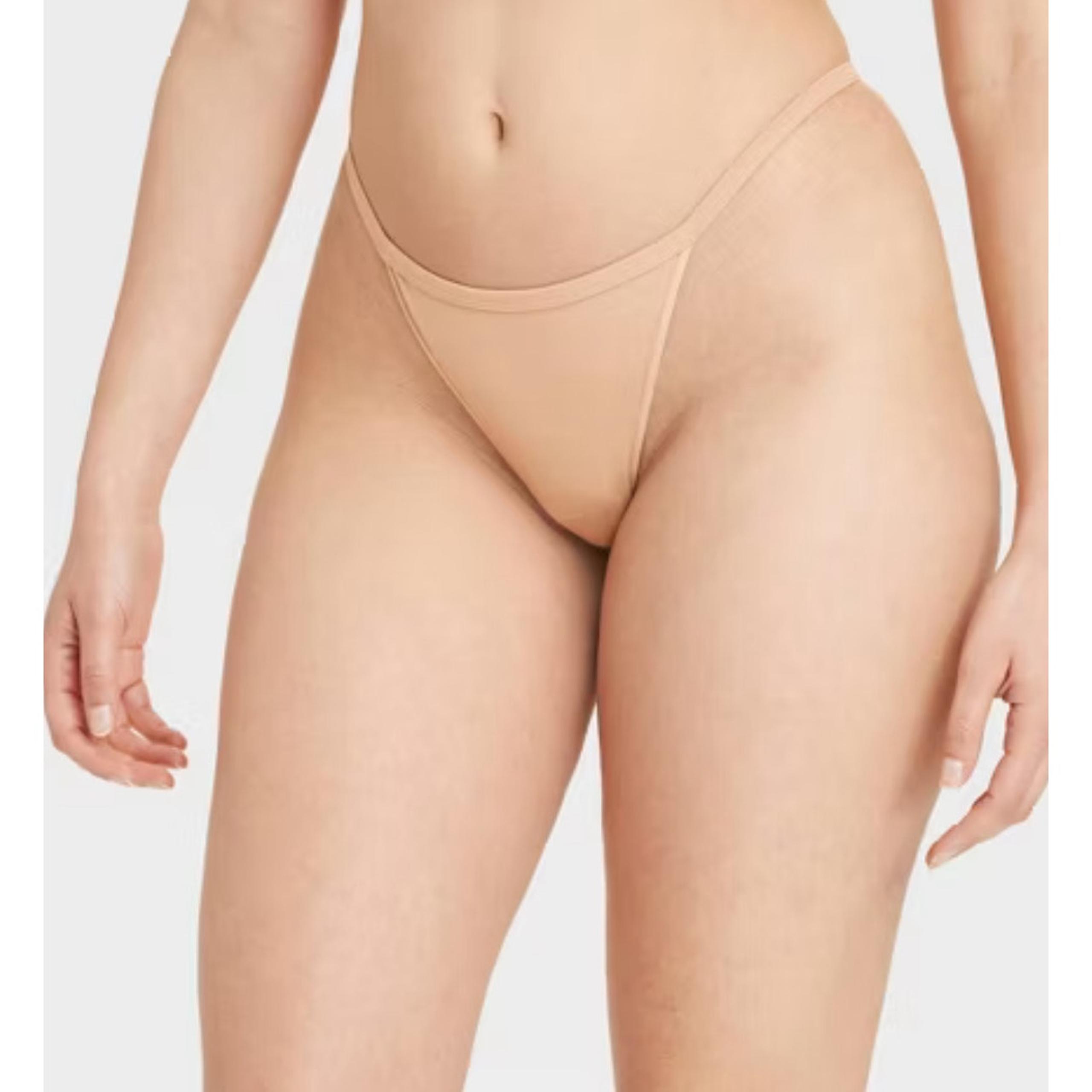 Auden Lot of 3 Women's Large Pearl Tan Cotton Blend String Thong Panties Stretch