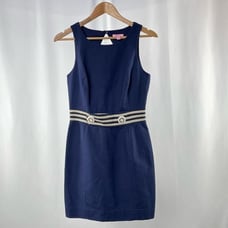 Lilly Pulitzer Sleeveless Nautical Sheath Dress in Navy Gold Size 2
