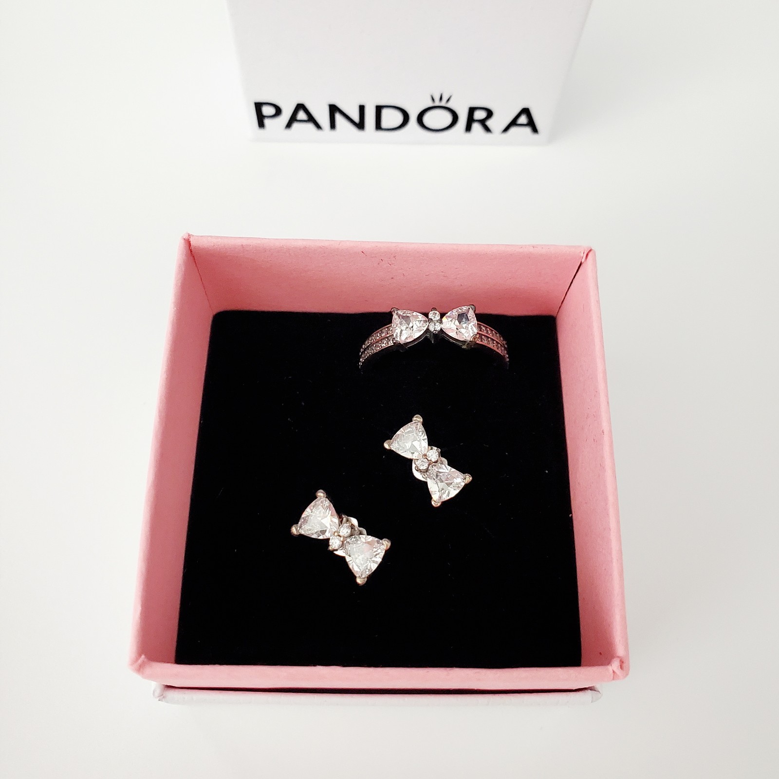 Pandora Earrings & Ring (56/7.5 ) Set