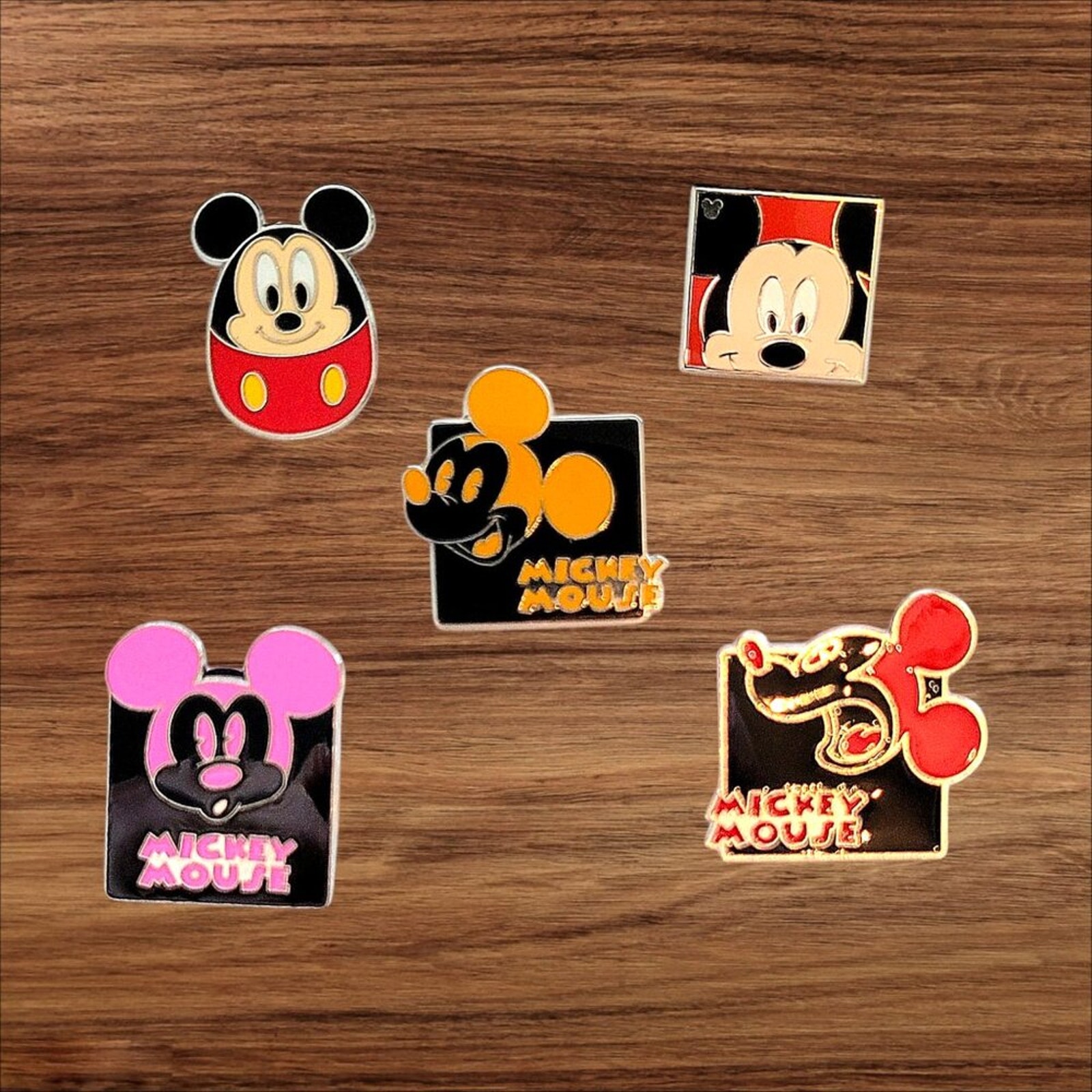 5 Mickey Mouse Disney Parks Trading Pins, Plus 2 Bonus Pins