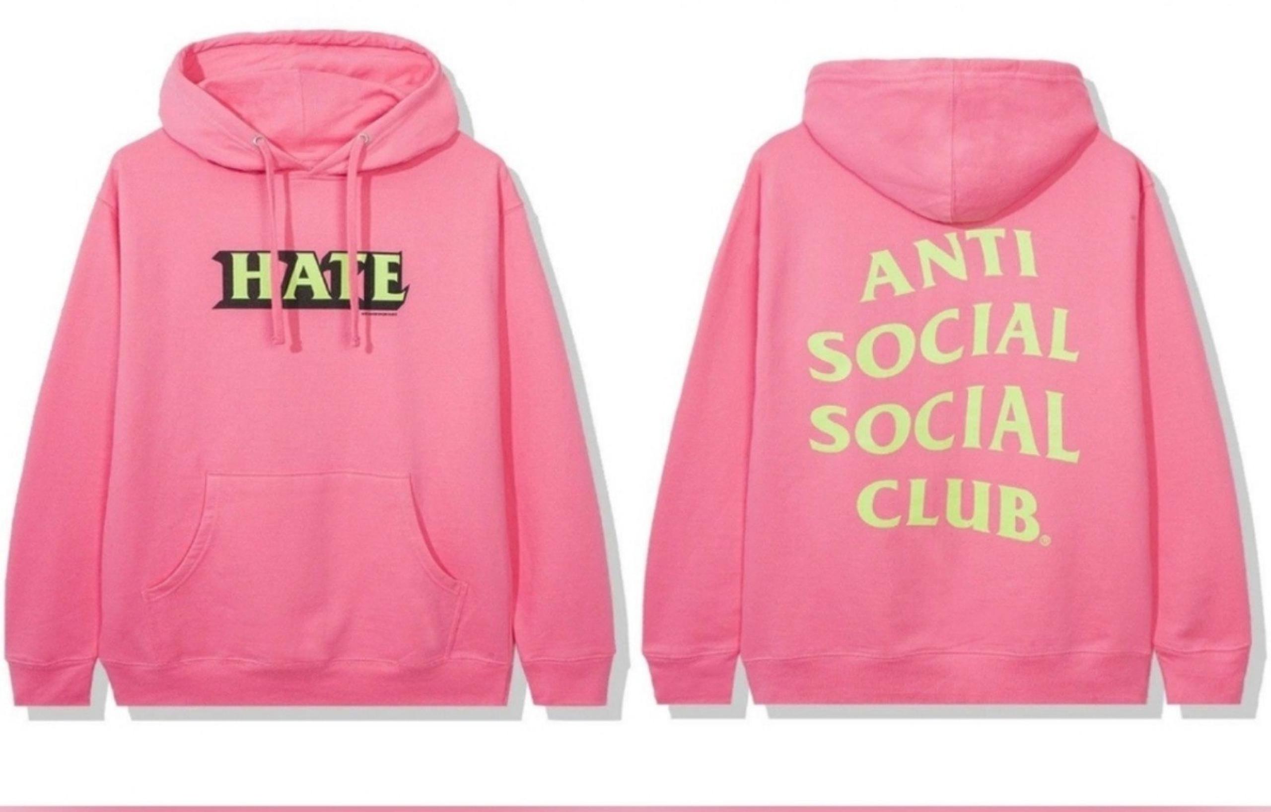 Anti Social Social Club Hate Samsies Pink Logo Hoodie Men's Size XXL Brand New