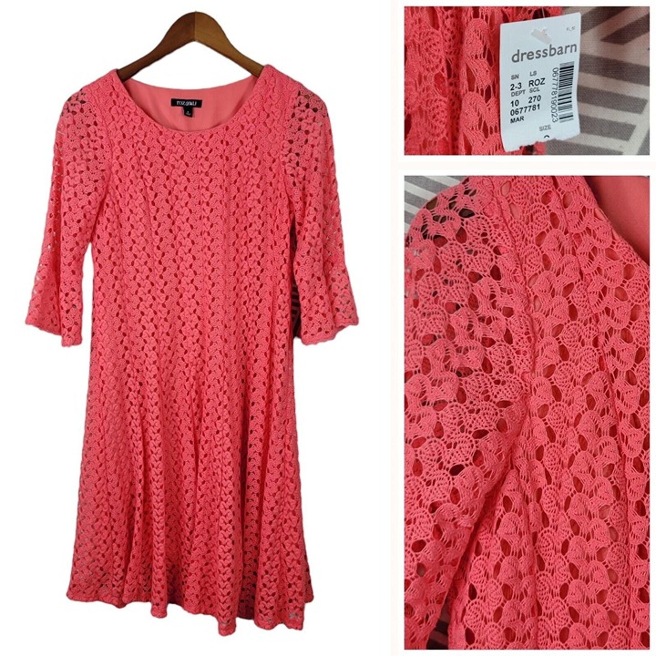 NEW Roz Ali Dress 6 Lace Overlay Shift Special Event Party Pink Knee Length