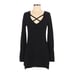 Free People Black Ribbed Knit Crisscross Tunic Sweater Size XS