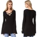 Free People Black Ribbed Knit Crisscross Tunic Sweater Size XS
