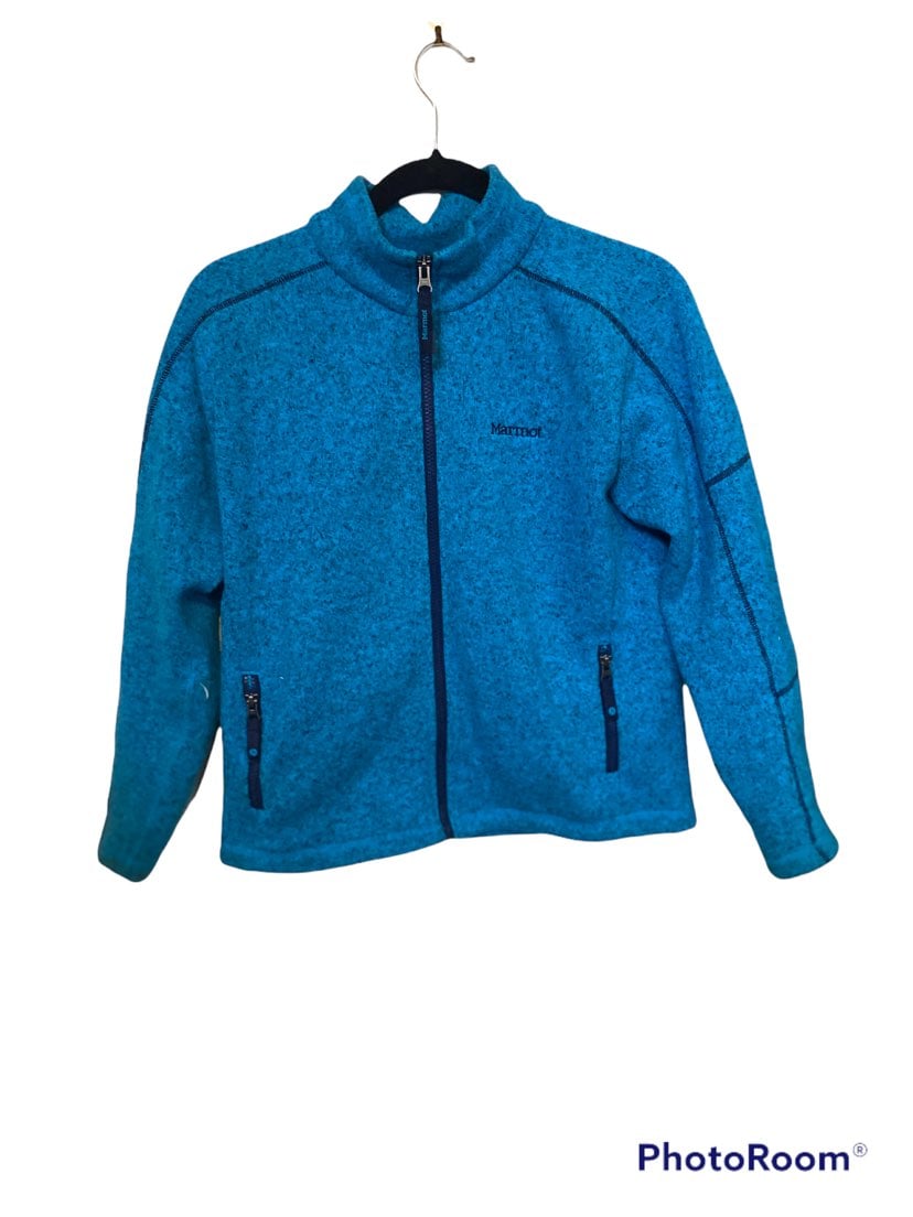 Marmot boys XL knit full zip blue jacket.