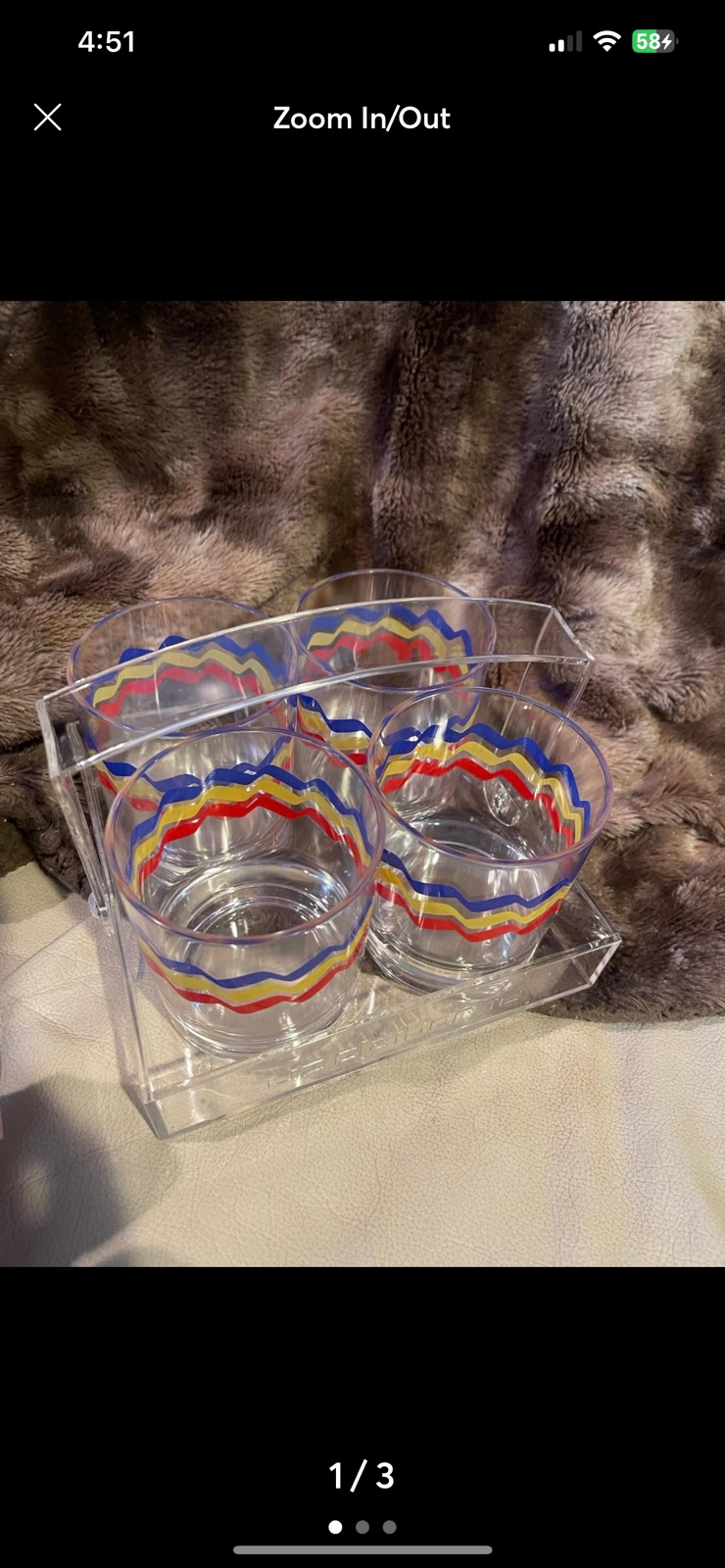 Vintage 1980s Liz Claiborne Acrylic Tumblers, Striped Plastic Cups, Set of 4