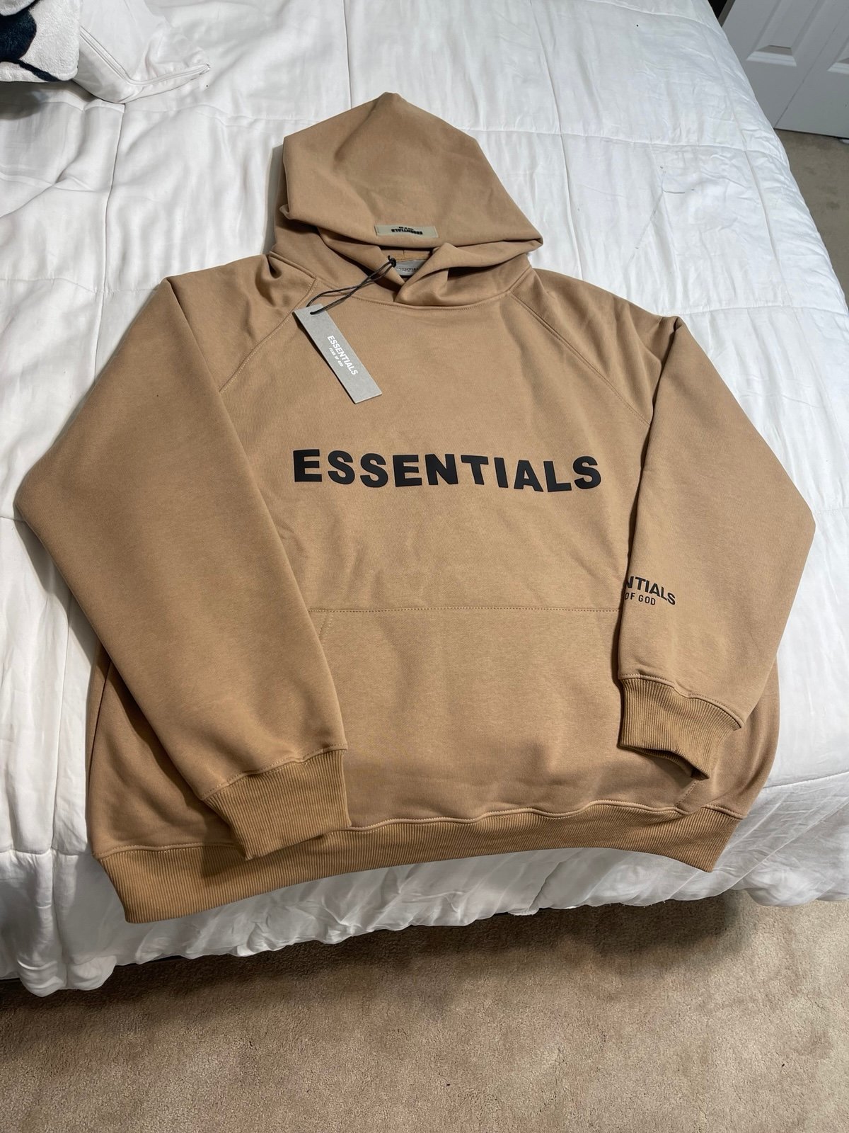 Fear of God Essentials Beige Hoodie