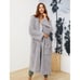 Barefoot Dreams Cozy Chic Adult Robe Long Sleeve Light Gray/White Size 2 / M NWT