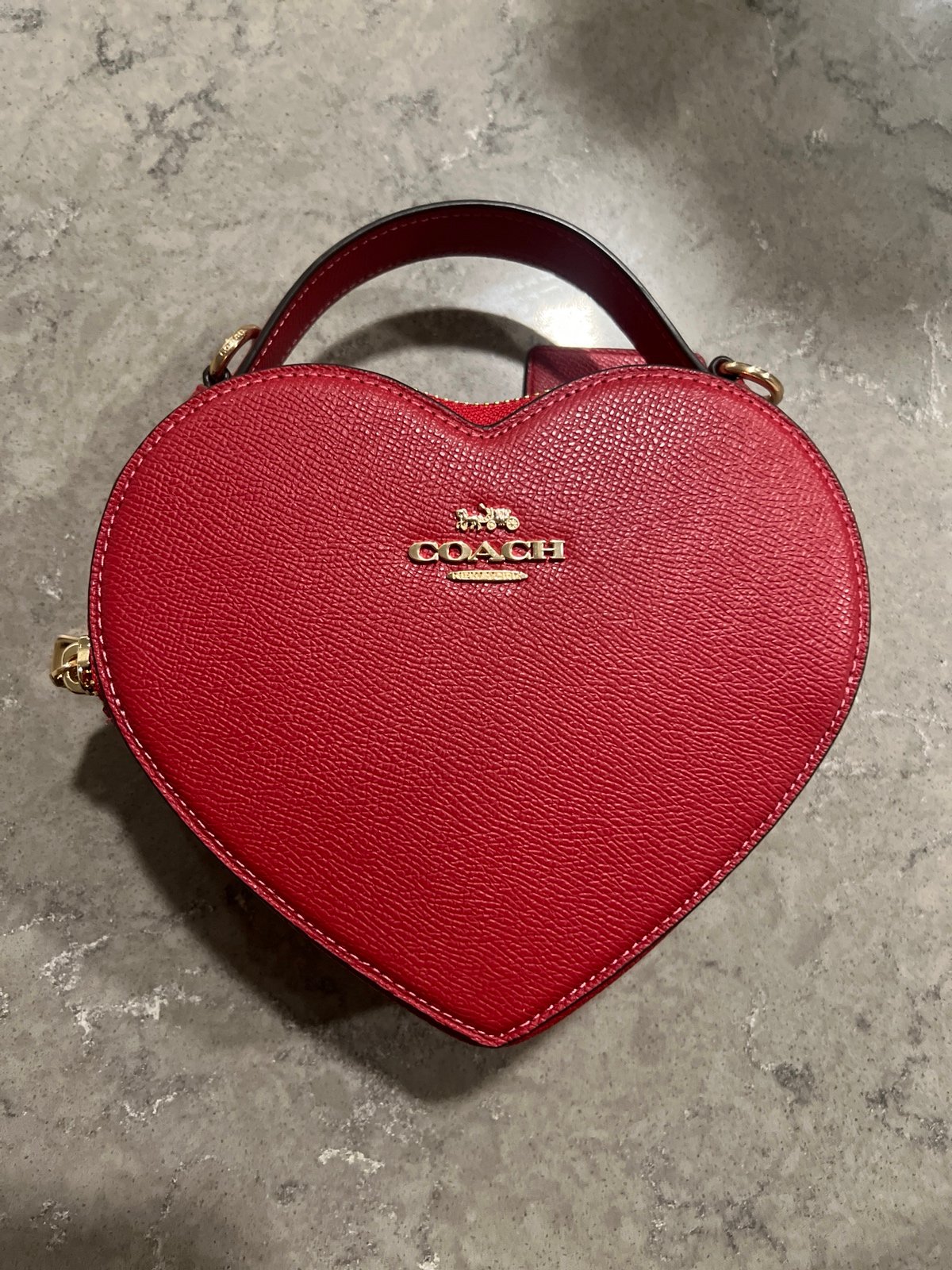 Coach 2023 Valentines Day Red Leather Heart Crossbody Bag