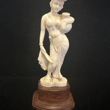 Carved Bovine Bone Statue Figure - Visible Cross Hatching Grain