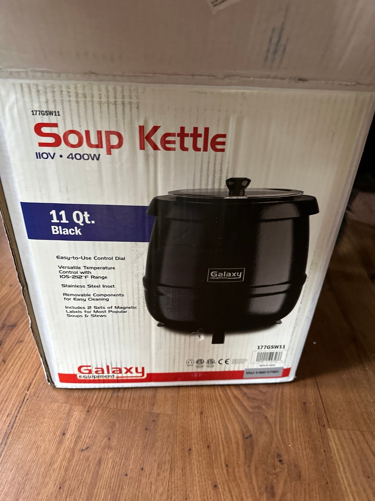 Professional Soup kettle/Pot 11Qt Black 110V