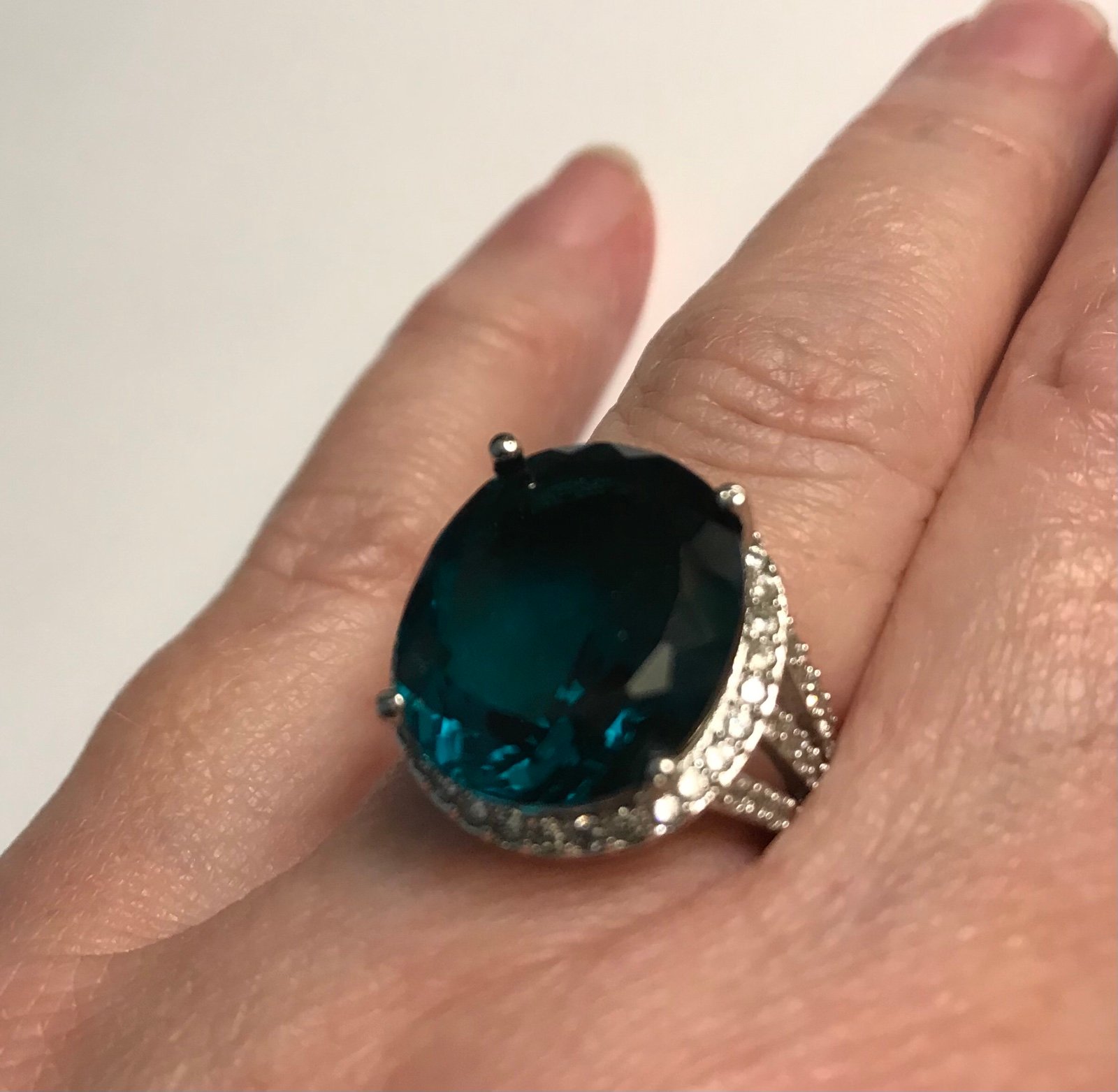“SOLD” Green Tourmaline White Topaz 925 Sterling Silver Ring