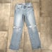 PAIGE Amber Mid Rise Straight Fiesta Destructed light wash jeans 25