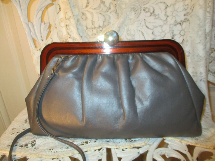 vintage faux leather retro shoulder bag/clutch