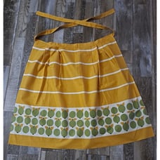 Vintage Apron Harvest Gold Avocado Green Fruit 60s 70s Tie Back Striped