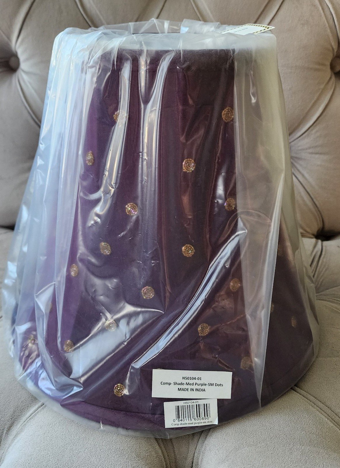 Mackenzie Childs Comp Purple Beaded Dots Lampshade NEW
