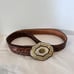 Vintage Crumrine Ornate Western Belt Buckle & Rockmount Saddle Leather Belt 42