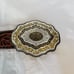 Vintage Crumrine Ornate Western Belt Buckle & Rockmount Saddle Leather Belt 42