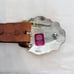 Vintage Crumrine Ornate Western Belt Buckle & Rockmount Saddle Leather Belt 42