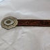 Vintage Crumrine Ornate Western Belt Buckle & Rockmount Saddle Leather Belt 42