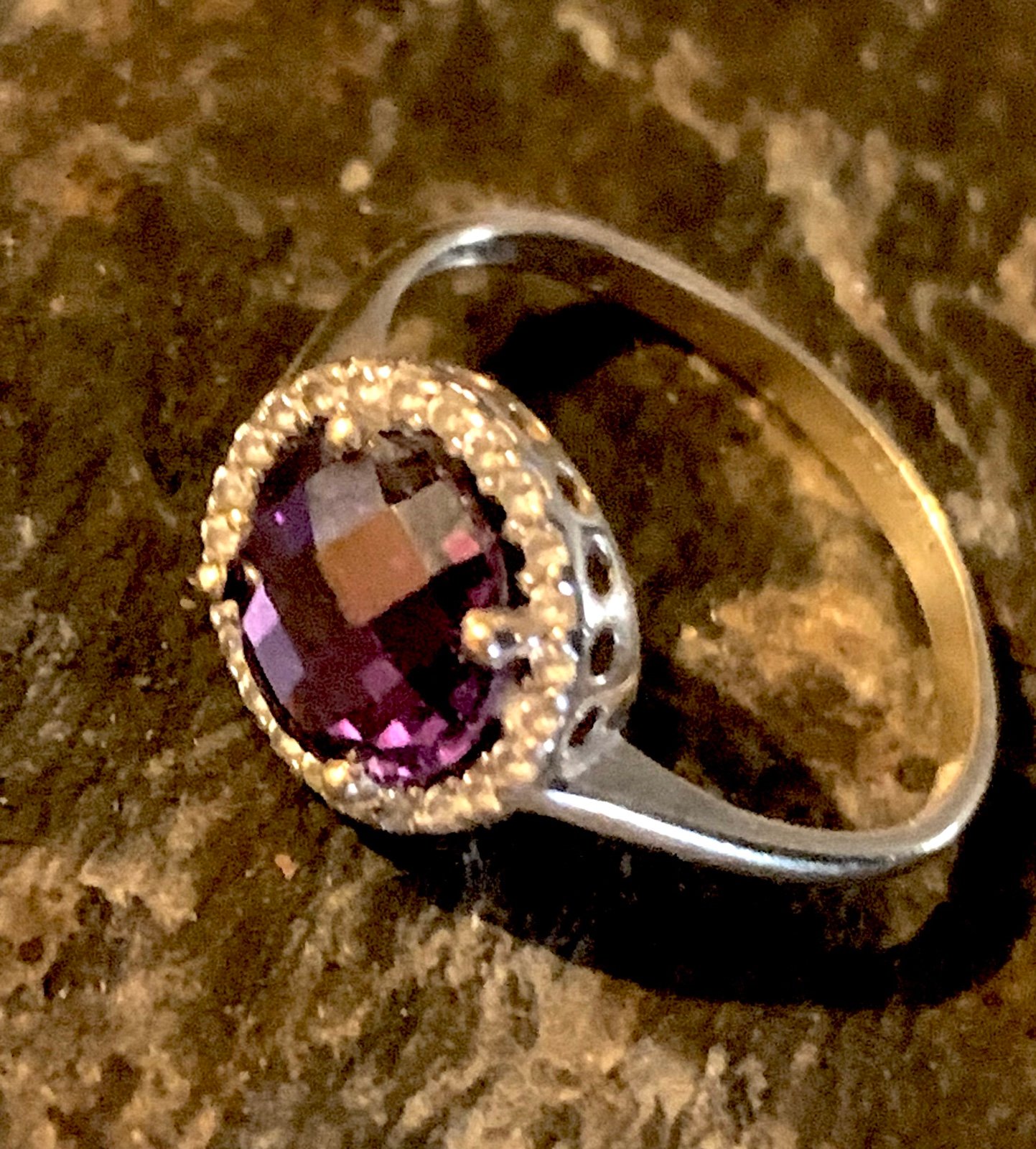 14k solid god purple stone ring