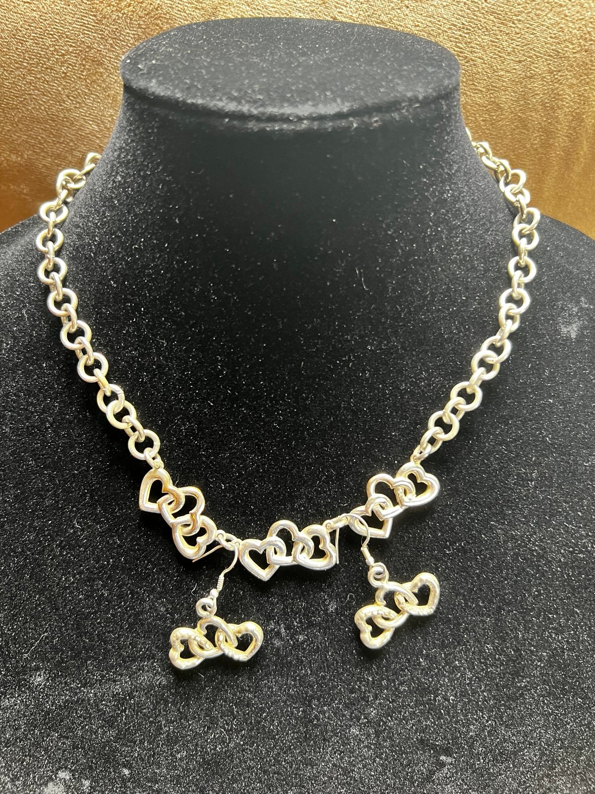 Sterling Silver Triple Heart Necklace and Earring set