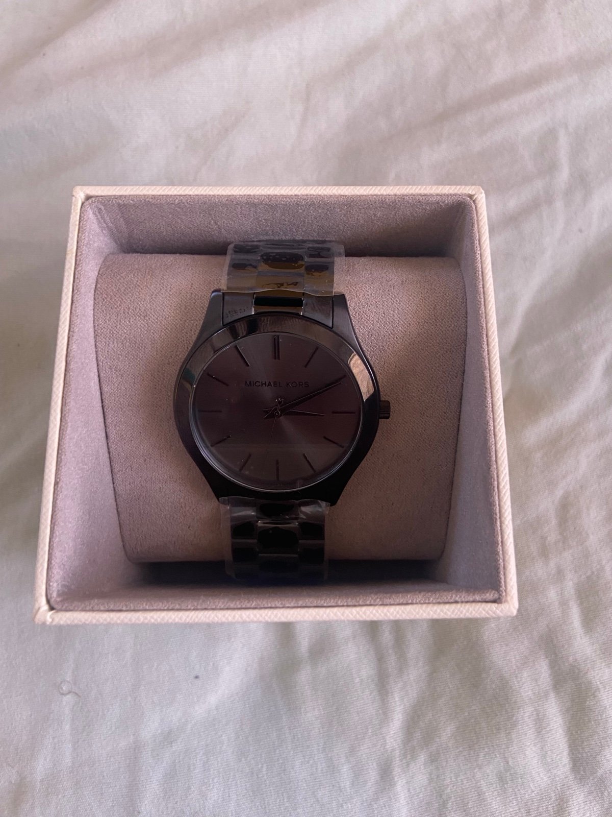 Michael Kors Black-Tone Oversized Slim Runway Metal Watch