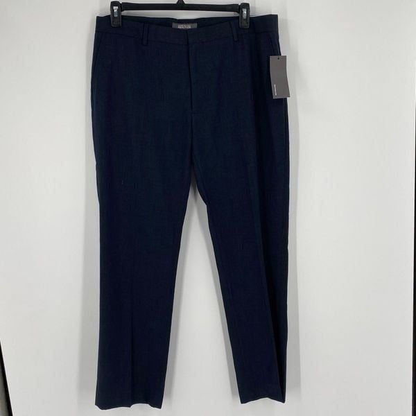 Kenneth Cole Reaction Men’s Flat Front Navy Blue Dress Pants size 36 x 32