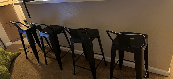 NEW Set of 4 Metal Bar Stools 26inch Counter Height Barstools with Low Back