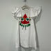 KIDS: Fendi Sleeveless Dress in White with Watermelon Monster Print