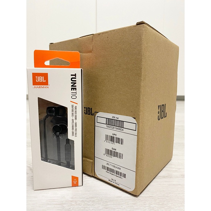 JBL T110 High-Performance In-Ear Stereo Headphones with MIC Remote Black NWB