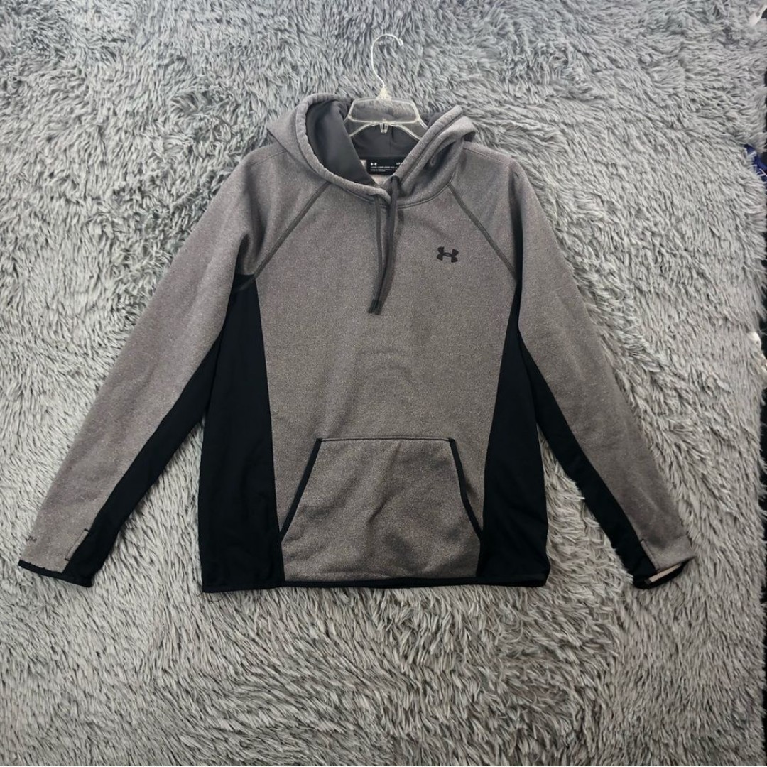 Under Armour Unisex Large Gray Storm Thumbholes Fleece Hoodie Pullover Cold Gear